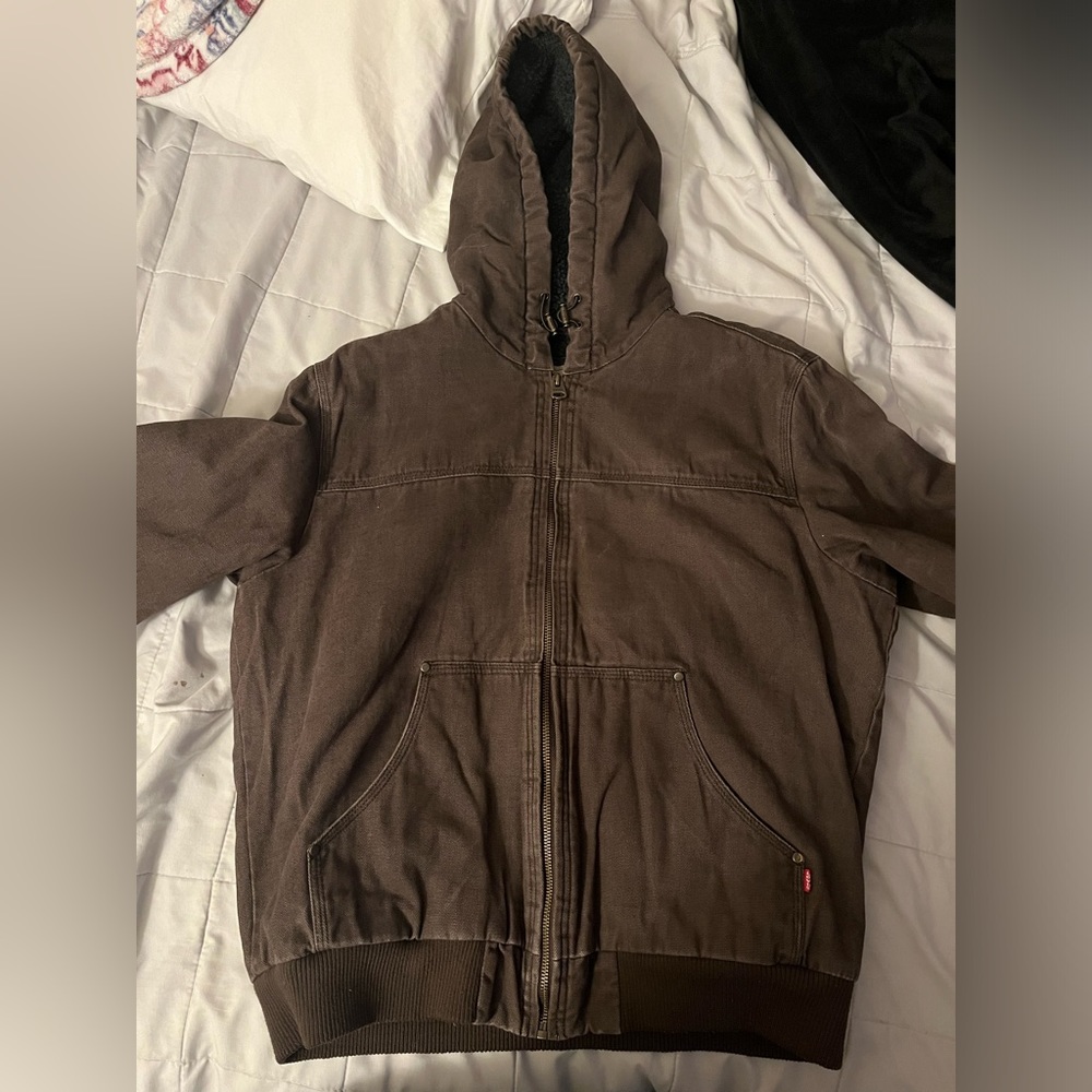 Levis Workwear Cotton Canvas Sherpa Lined Hooded Bomber jacket